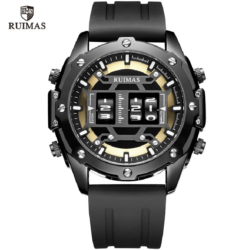 

MEGIR & RUIMAS Military Sport Watches Men Roller Quartz Watch Luxury Waterproof Silicone Strap Wristwatch Man Relogio Mascilino