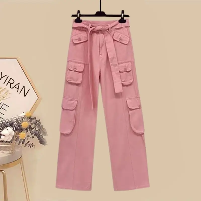 Women's Clothing Summer Outfits 2023 New Arrival Vintage Sweet Vest Versatile Shirt High Waist Cargo Pants Three-piece Fashion