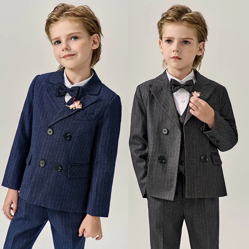 

Children Formal Jacket Vest Pants Bowtie 4PCS Photography Suit Boys Ceremony Costume Kids Birthday Wedding Party Dress Tuxedo