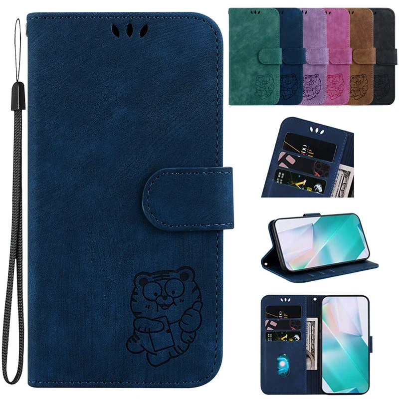 Étui Pour Google Pixel 6a 6 2 Pouces PU Magnétique Pochette Cuir Housse Tigre Impression
