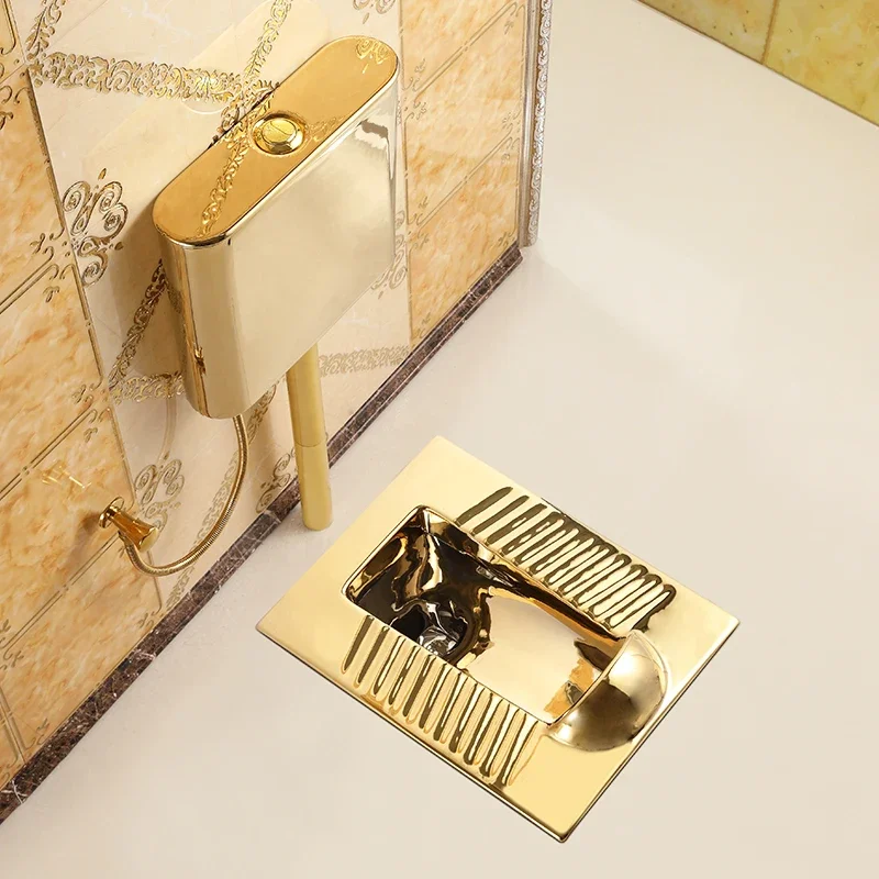 #Golden Toilet Flushing Cistern Ceramic Toilet Anti-Blocking Deodorant Concealed Squat Toilet Squat 4