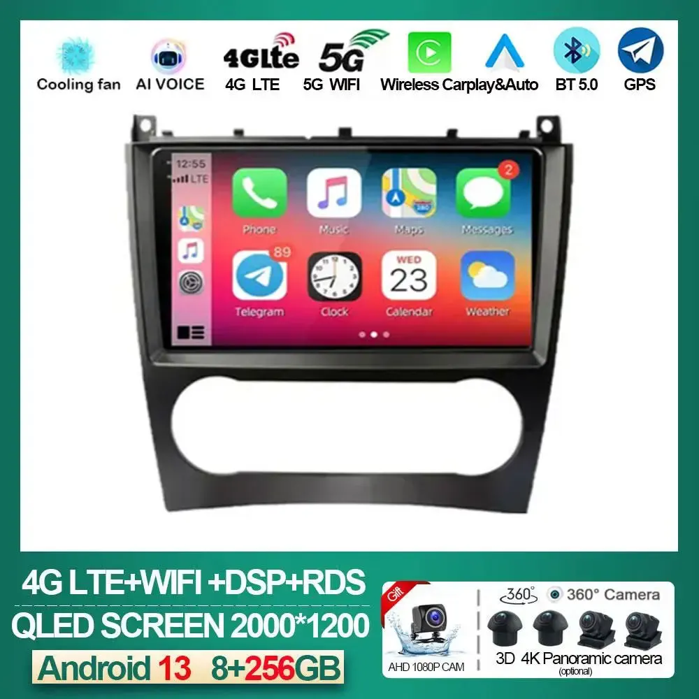 

Android 13 For Mercedes Benz W203 W209 C180 C200 C220 C230 2005 - 2009 Car Radio Stereo Multimedia Navigation GPS Carplay AUTO