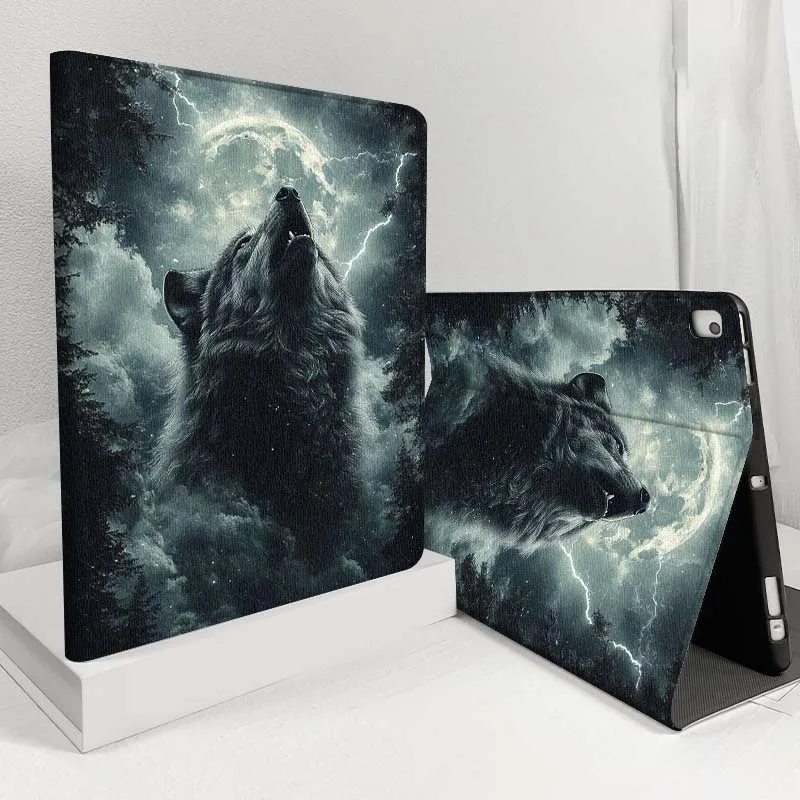 Art Wolf Dark Moon Lightning Tablet Case - Enhanced Design