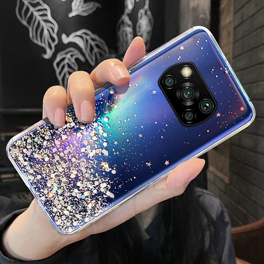 Custodia Glitter Per Poco X5 / Redmi Note 12 5G - Silicone Morbido TPU Con Paillettes Trasparenti - 3