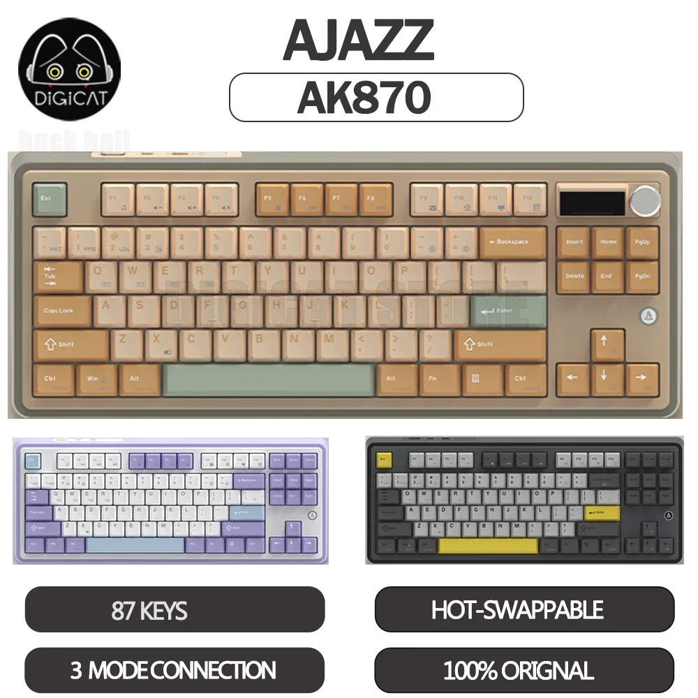 

Клавиатура Ajazz Ak870 механическая, 3 режима, USB/2,4 ГГц/Bluetooth
