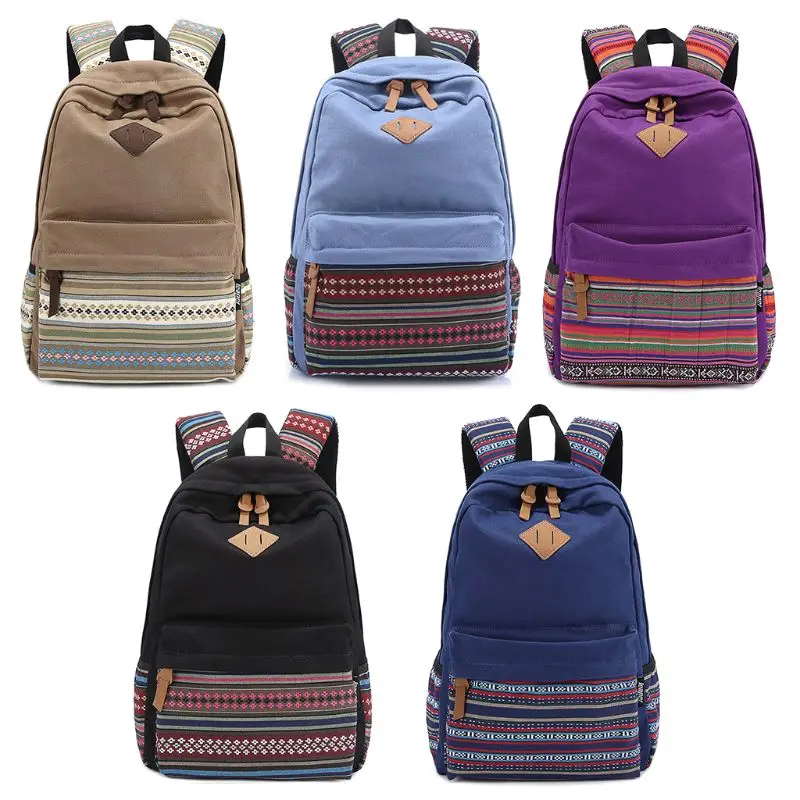 

Vintage Printing Unisex Canvas Backpack Laptop Rucksack Travel School Bags