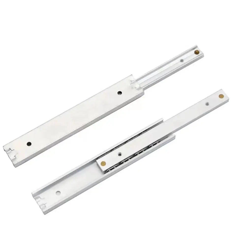 Micro Drawer slide Ball Guide Two Sections 16mm Wide Steel Fold Drawer Steel Ball Slide Rail Furniture Hardware Fittings drawer slides 1Pair