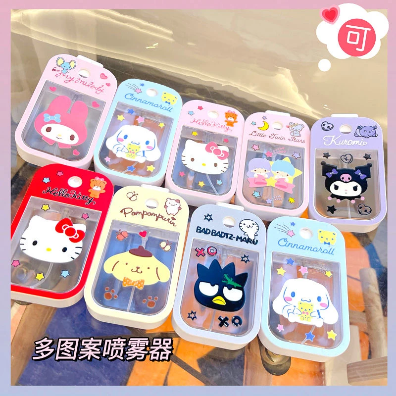 

Kawaii Hellokitty Spray Bottle Kuromis Perfume Bottle Anime Figure Cute Melody Cinnamoroll Purins Portable Bottle Gift for Women