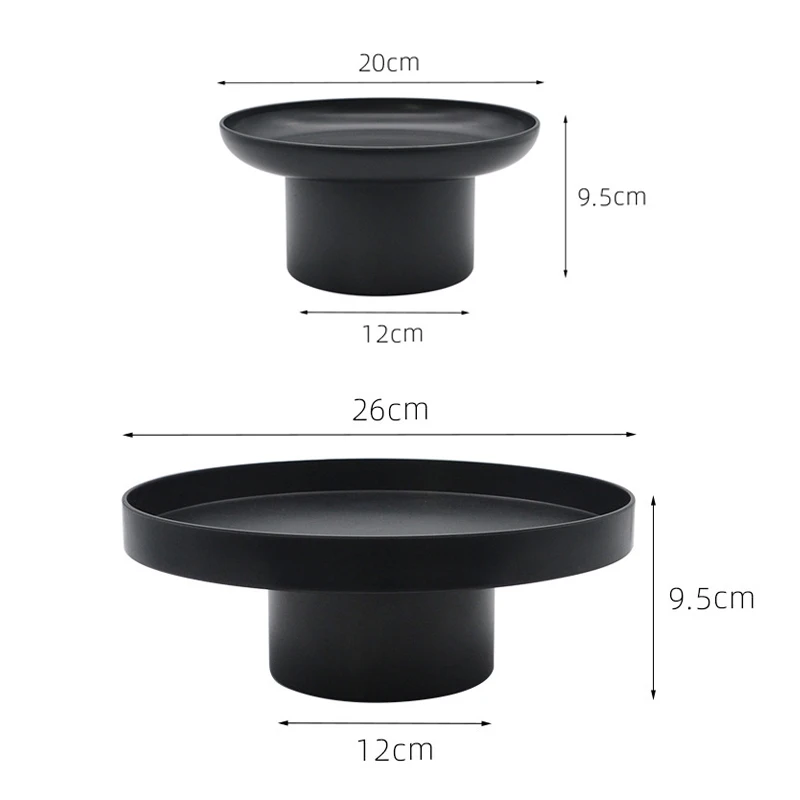 Round Black White Decorative Tray Storage Organizer ABS Tray Fruit Perfume Cosmetic Home Decor Plates Simple Storage Plate