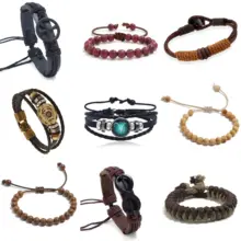 

men bracelets gifts black woven 2022 Fashion Constellation charm Leather Bracelets for women chains Bangle Jewelry Wholesale