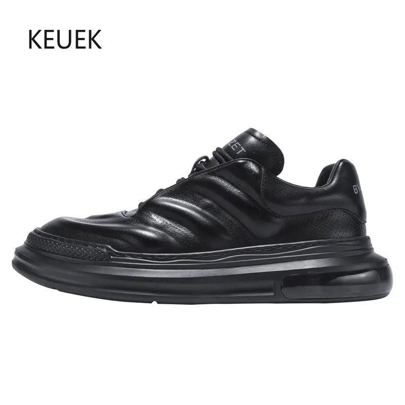 

New Luxury Design Men Fashion Shoes Genuine Leather Thick Sole Breathable Casual Sport Shoes Male Sneakers Autumn Winter 5A