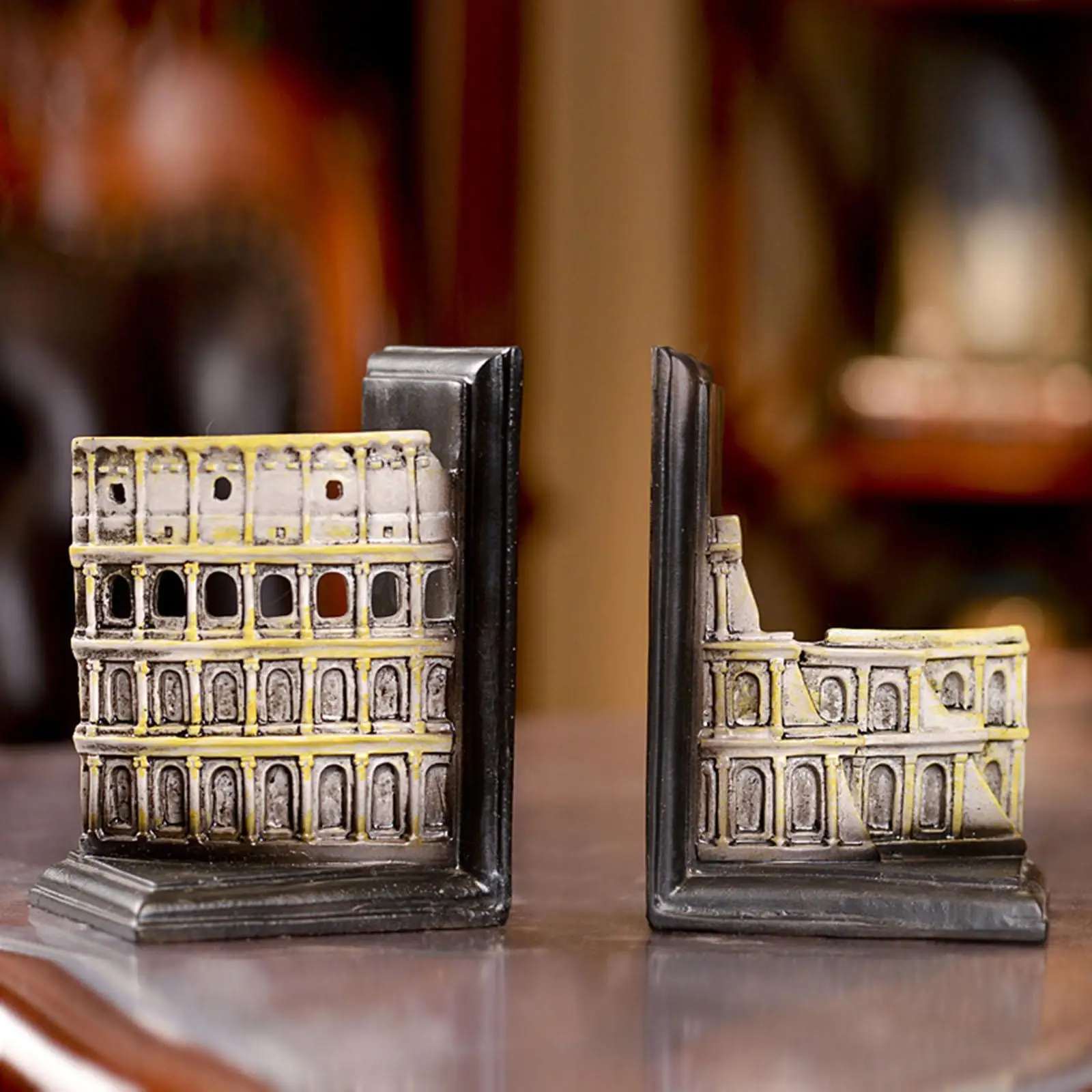 2x Decorative Bookends,Resin Book Ends Home Bookends of The Colosseum Book Stoppers for School Cookbooks Library Heavy Books
