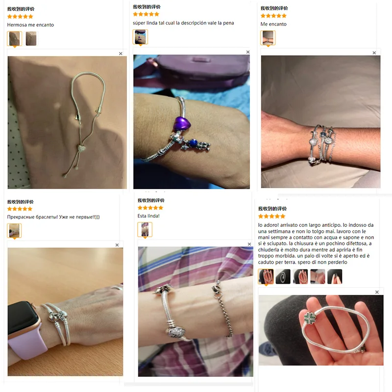Silver Bracelet Sterling Silver 925 Bracelet Fit Charms Butterfly Stars Moon Safety Chain Bracelet Woman