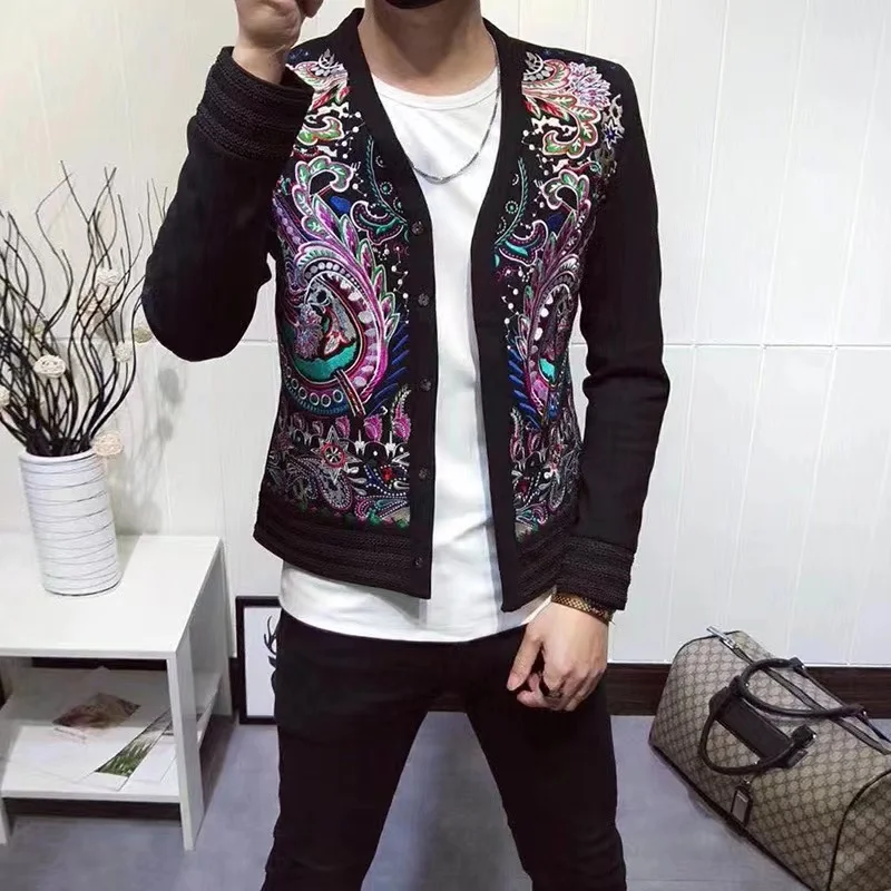 

Personalized Embroidery Creative Hairstylist Jacket Nightclub Bar Singer Stage Club Party Wear Men Spring Fall Fashion Suit Coat