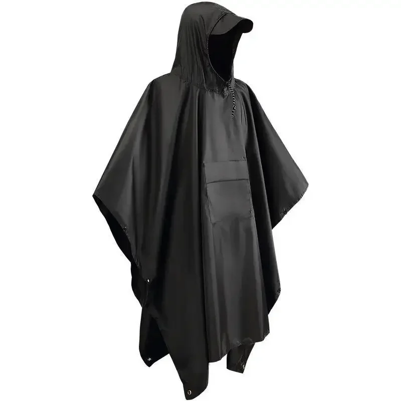 Outdoor Hooded Rain Poncho for Adult with Pocket, Waterproof Lightweight Unisex Raincoat Jacket for Hiking Camping Emergency