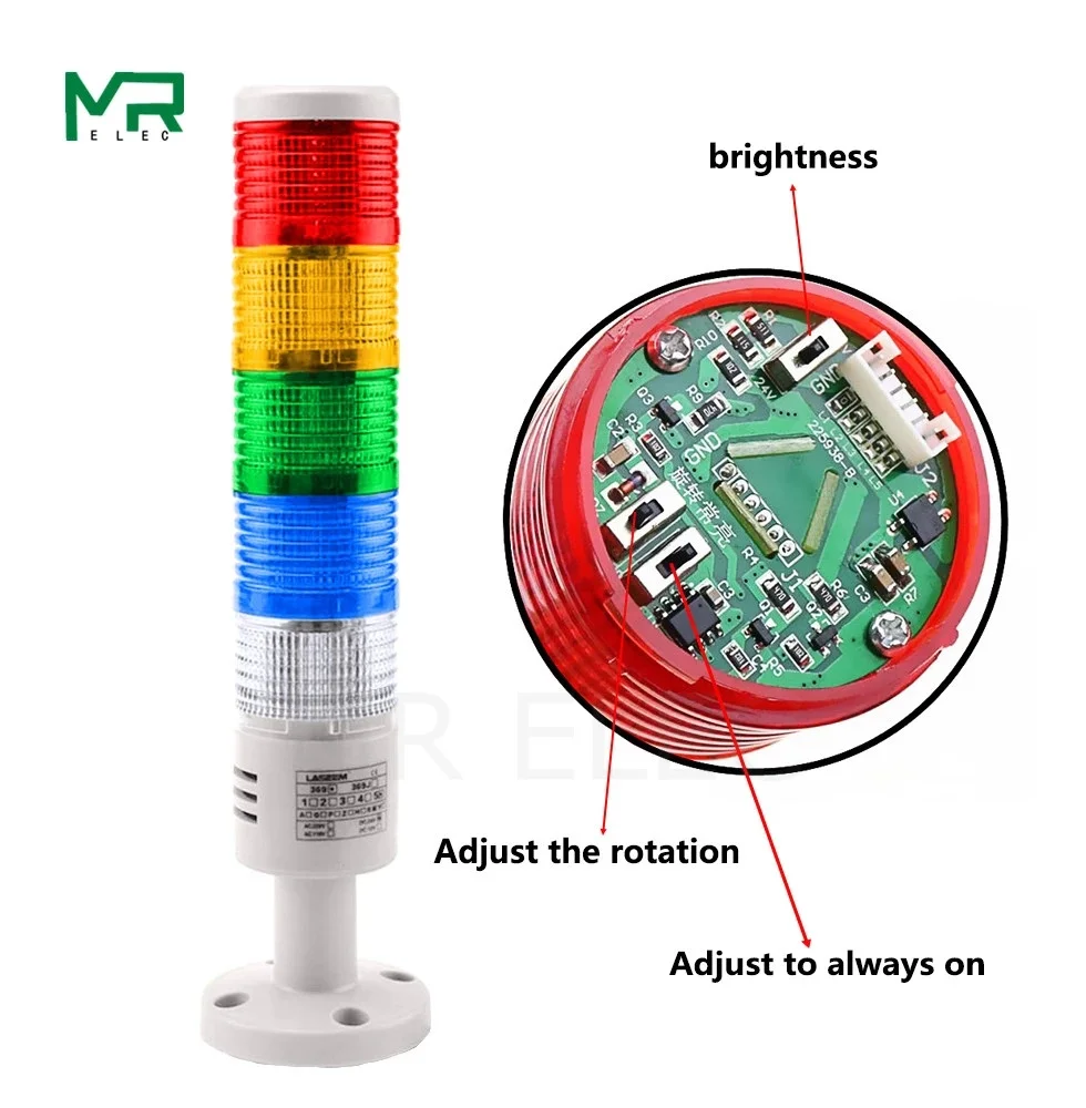 Új multifunctional Rotary Gyáriparos Szemafor Eszterga Előzetes értesítés ligh riasztó eszköz 12V 24 vcc 110 vcc 220 vcc 1 ~ 5 Fakultatív