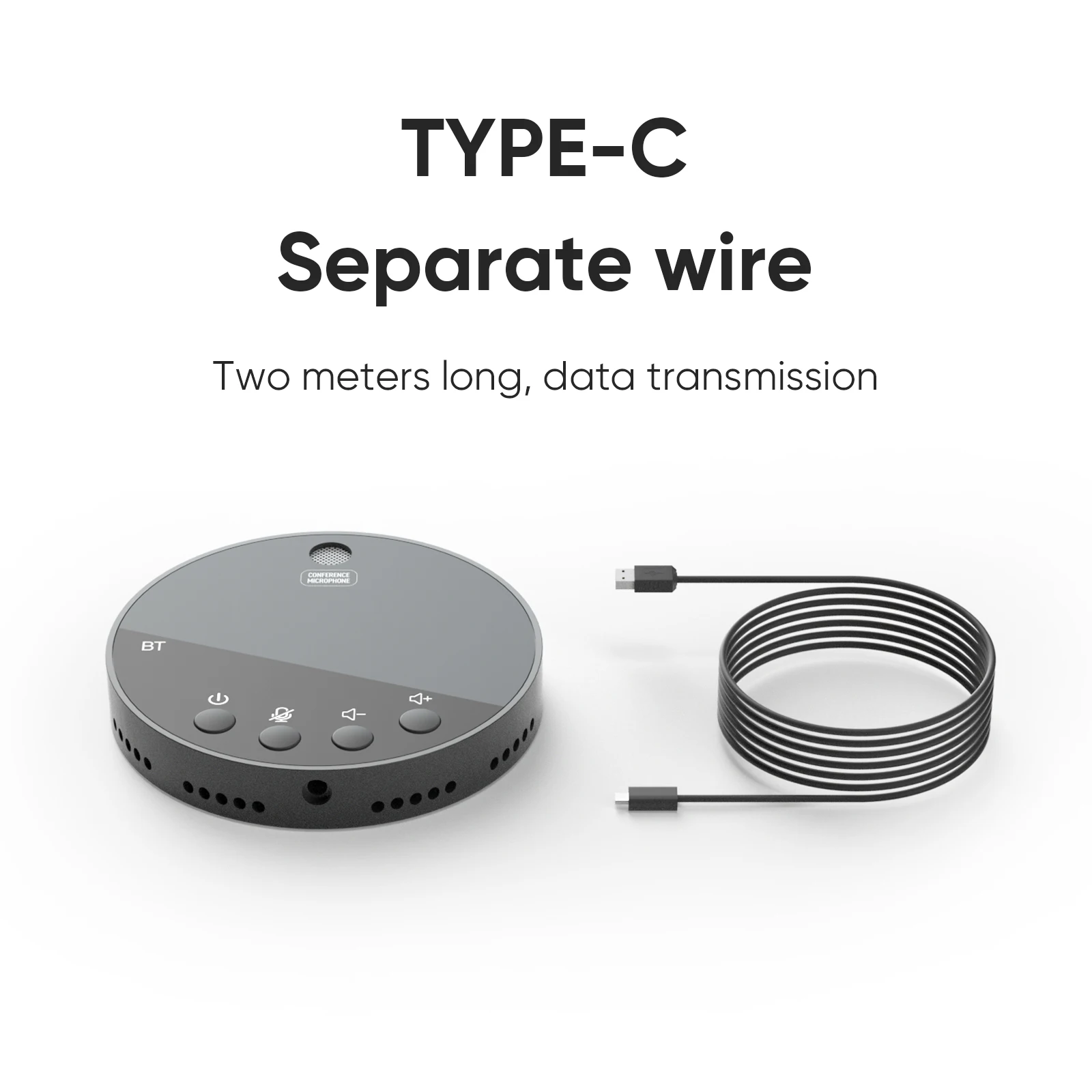 데스크탑 USB 회의 스피커 BT 마이크, 360 ° 무지향성 콘덴서 플러그 앤 플레이, 스피커 음소거 PC 컴퓨터 마이크