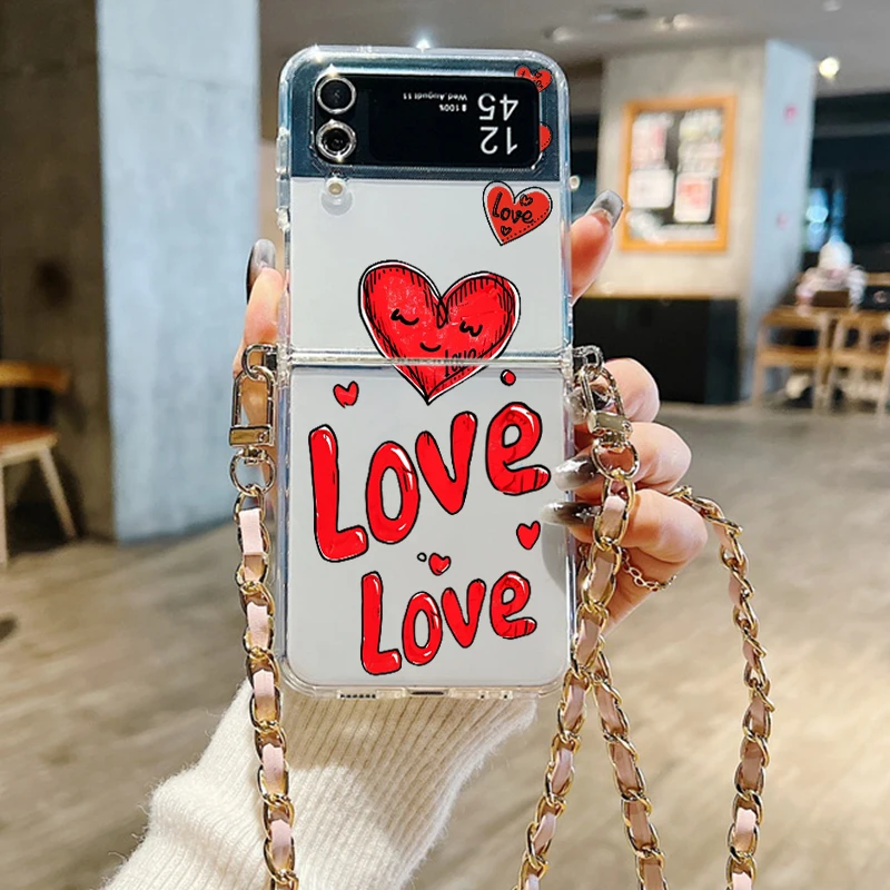 Cartoon Love Soft Lanyard Shockproof Crossbody Clear Phone Case