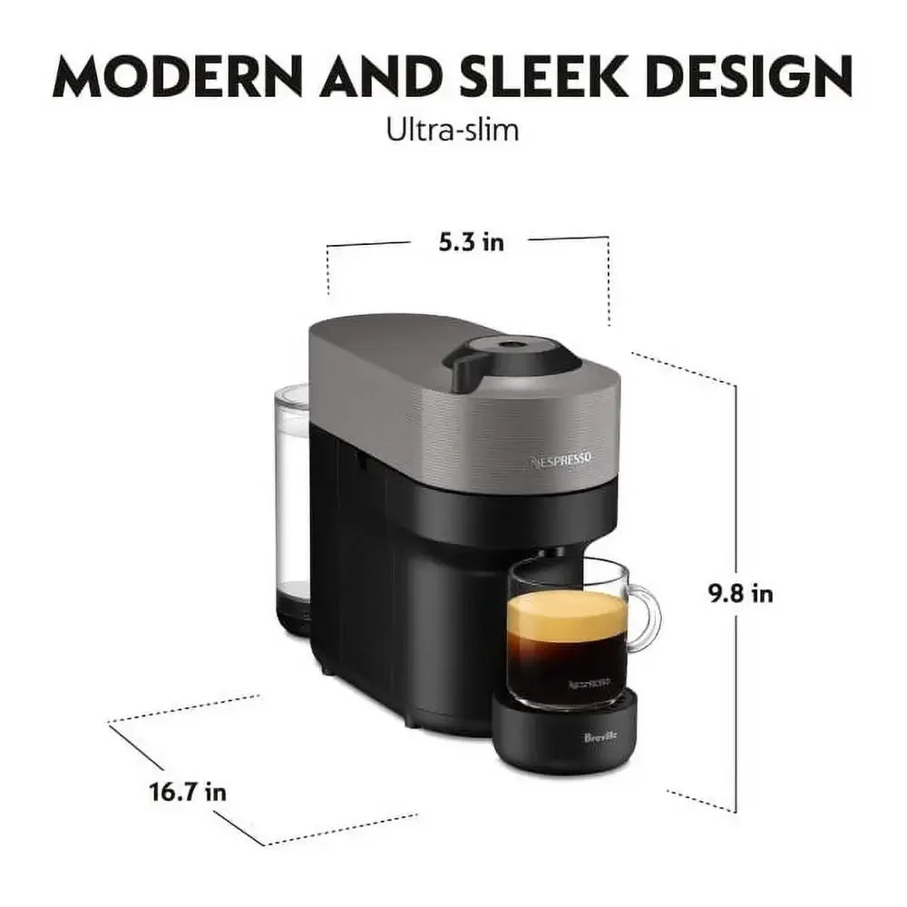 Coffee and Espresso Maker Vertuo Pop BNV120DGR1BUC1 by Breville 4 Cup Sizes Smart Capsule Reading Precision Brewing Premium 2