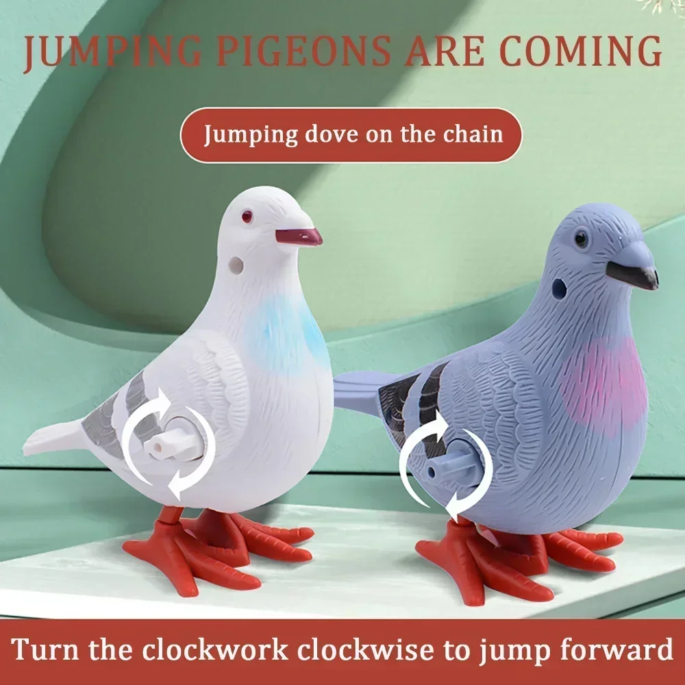 Plastic Clockwork Wind Up Toy Cute Jumping Pigeon Clockwork Kid Boy Girl Simulation Animal Jumping Gift 1PC