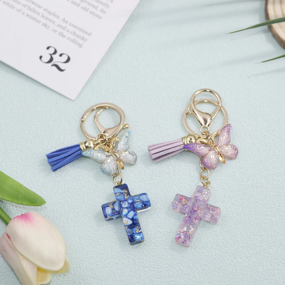 XIAHIOPT Portachiavi con ciondolo a forma di cuore e farfalla, con grazioso ciondolo per auto, zaino, decorazione per borsa, ciondolo, Fiore Farfalla