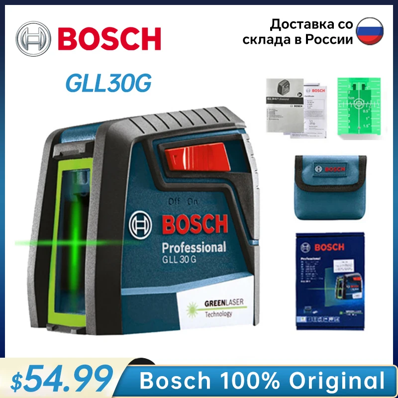 Bosch GLL 30 G Laser Level GLL3-60XG 360 Degree High Precision Green Light  Level Vertical 12 Line Laser Levels Professional