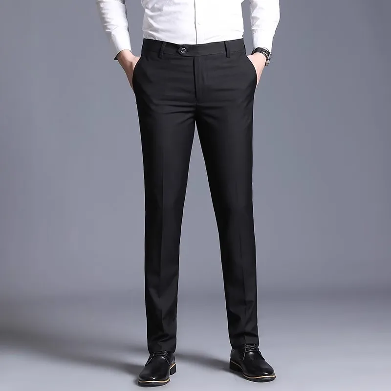 Business Pants Suit Pants Men Pants Men Suit Pants Spring Men Dress Pants Straight Business Office Trousers Mens Formal Male Black Dress Trousers