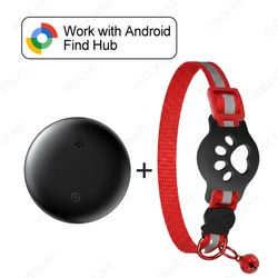 Smart Bluetooth GPS Tracker for Cats with Holder and Collar - Compatible with Google Find Hub App (Android) (Black with Collar 3)