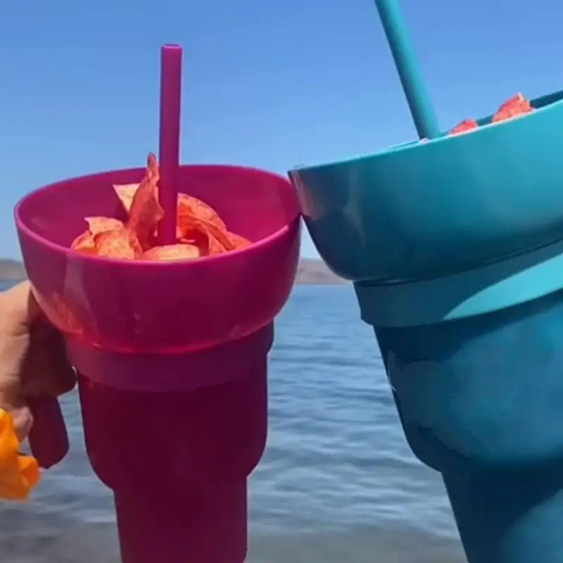SnackiesCups2In1TopSnackBowlOnDrinkCupSplashProofLeakproof