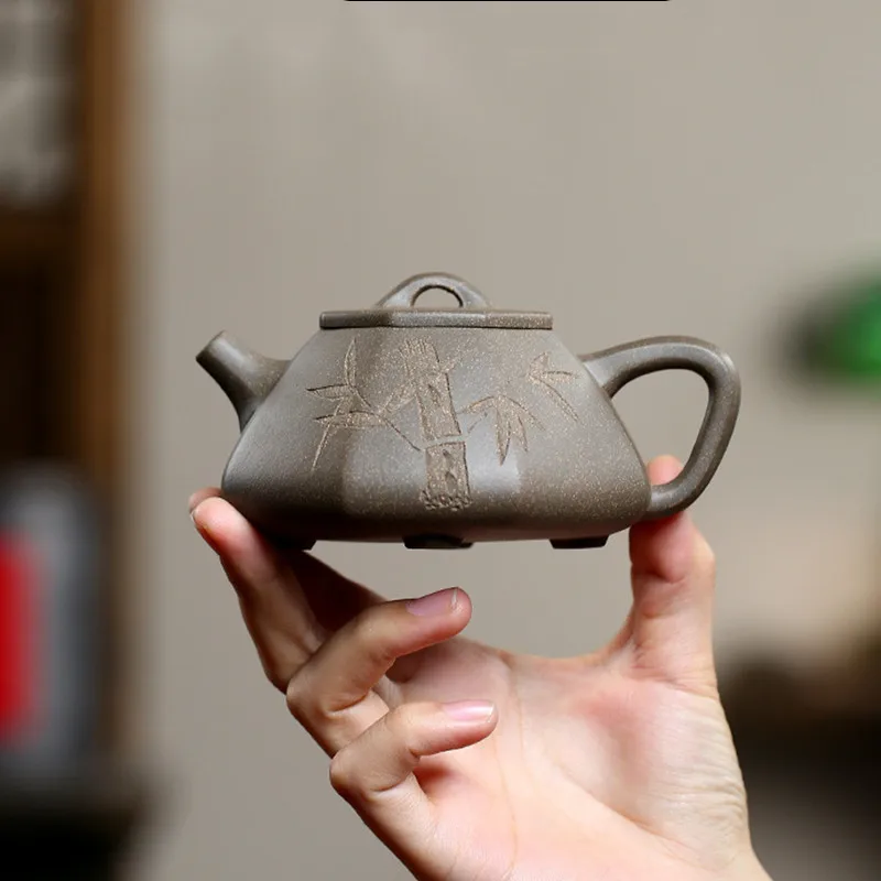 Handmade Yixing Stone Scoop Tea Pot Purple Clay Raw Ore Teapots Filter