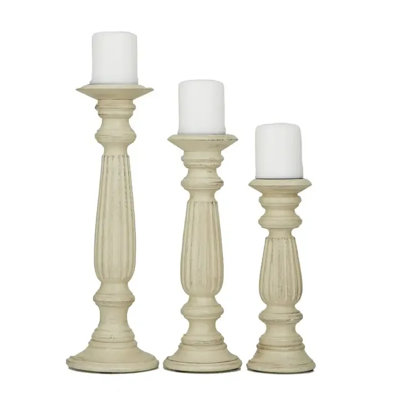 

Free Shipping 3 Candle Brown Mango Wood Candle Holder, Set of 3