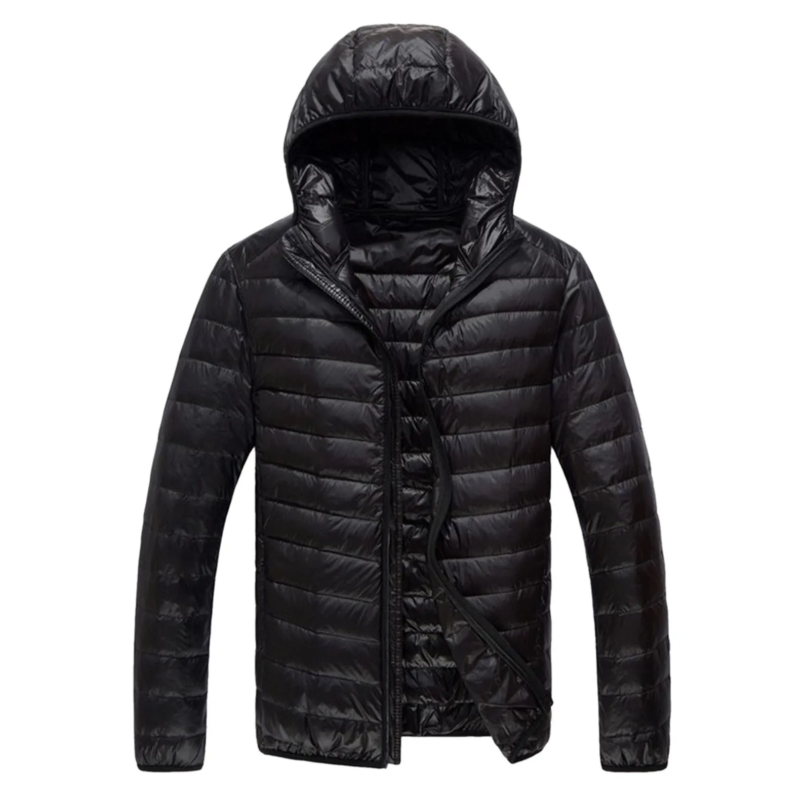 

Mens Winter Thermal Parka Slim Fit Hooded Cotton-Padded Coats Zipper Solid Puffer Coat Windproof Warm Bomber Jacket Overcoat