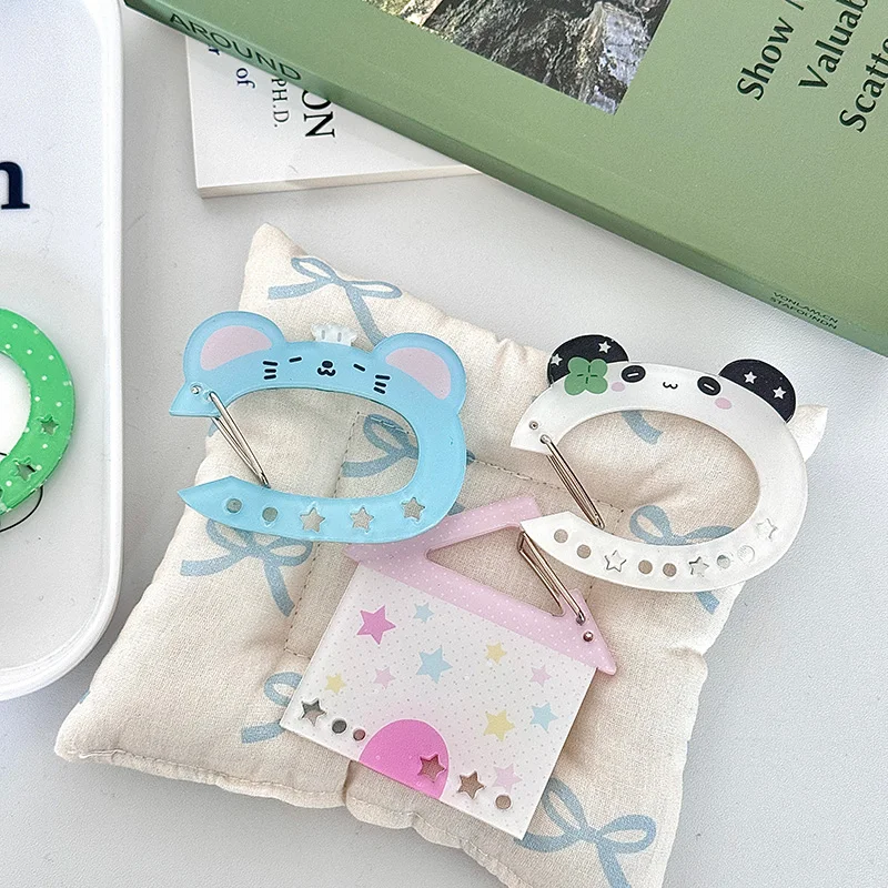Kawaii Keychain Cute Animal Acrylic Carabiner Clips Mult Use Keyring Hooks Handbook Decorative Buckle Home Party Gifts Supplies