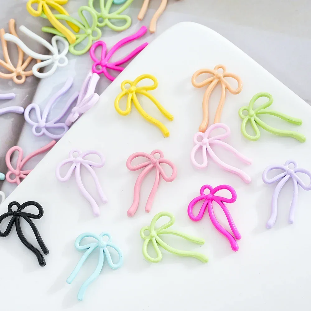 Metal Bow Tie Charms 10pcs Metal Alloy Hollow Bow Tie Charms Pendant For Earrings Necklace Jewelry Making DIY Handmade Craft
