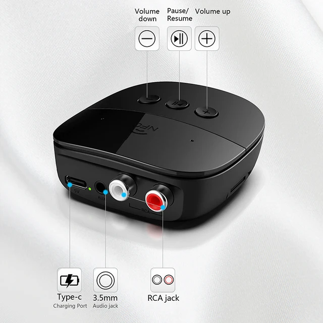 Aux - Adaptador Bluetooth 5.0 para estéreo de coche, llamadas manos libres,  auriculares con cable, altavoz de audio para el hogar, cancelación de  ruido, receptor de música AUX Bluetooth con doble conexión - (
