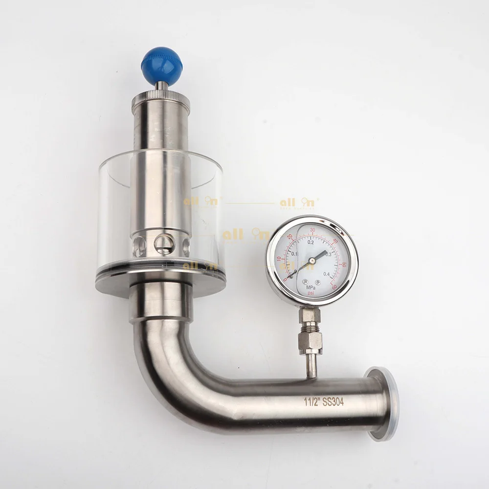 

ALL IN 304 Stainless Steel Sanitary Tri Clamp Fermenter Air Lock Vacuum Air Release Safety Valve Pressure Relief Breathing Valve