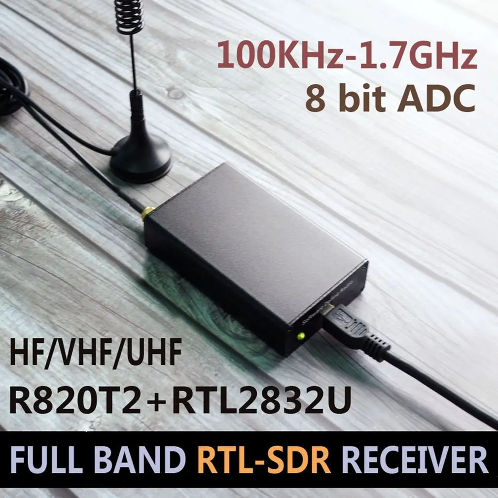 핫 100KHz-1.7GHz 풀 밴드 UV RTL-SDR USB 튜너 수신기 RTL-SDR RTL2832U+R820T2 라디오 수신기 도매 