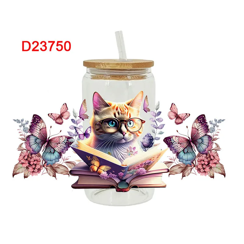 UV DTF Transfer Sticker butterfly Bows For The 16oz Libbey Glasses Wraps Bottles Cup Can DIY Waterproof Decals D19634