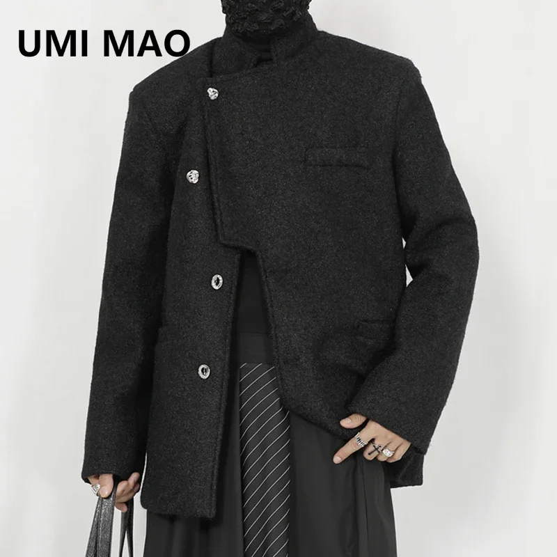 

UMI MAO Original Men's New Woolen Coat Winter Chinese Style Standing Collar Metal Buckle Loose Fitting Blazers Jaket Men