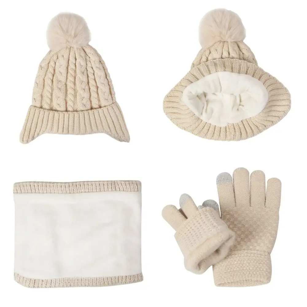 Kids Winter Knitted Hat Scarf Gloves Set