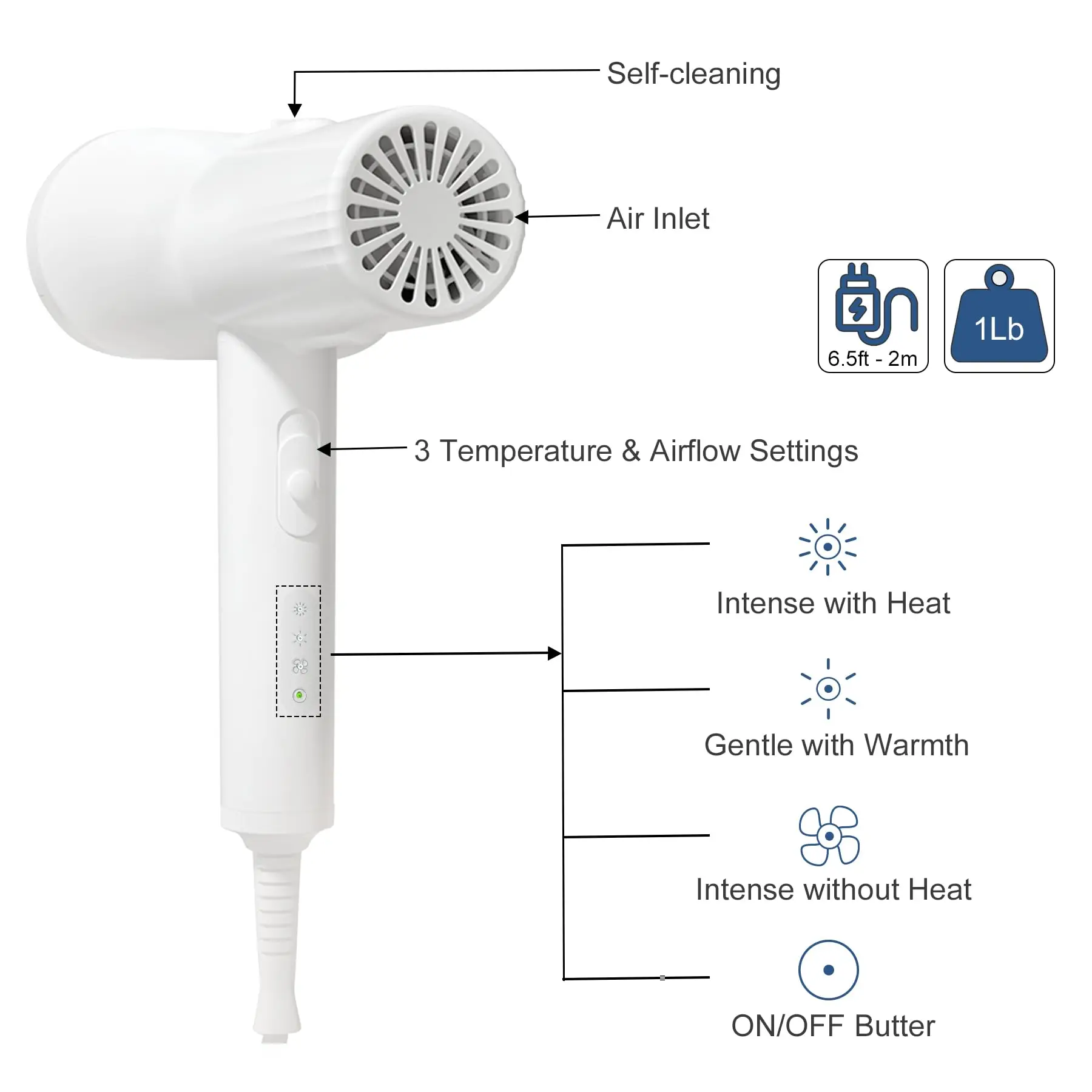 2-in-1 Dog Dryer and Brush-Pet Grooming Dryer with Overheating Protection 3 Blowing Modes Slimmer Handle Low Noise for Dog Cat pet hair dryer