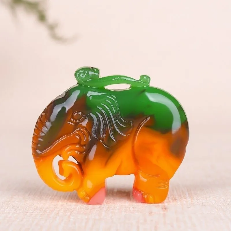 

Xinjiang Colorful Jade Auspicious Elephant Pendant for Men and Women Taiping Elephant Jade Pendant