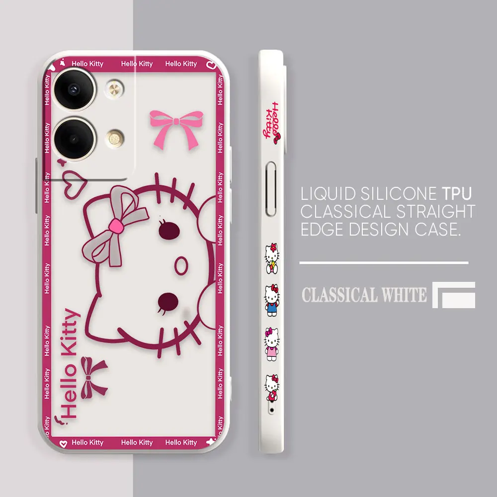 thumbnail image 1 of Case For OPPO RENO 10 8 8T 7 6 5 4 3 LITE 5G PRO PLUS Colour Simple Liquid Silicone Case Cover Funda Pink Hello K-Kitty, 1 of 5