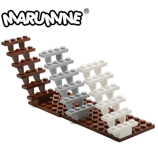 Marumine Staircase MOC Bricks 7x4x6 House Stairs 5PCS Straight Open 30134 Steps Ladder Modular My City Building Block Particles 1
