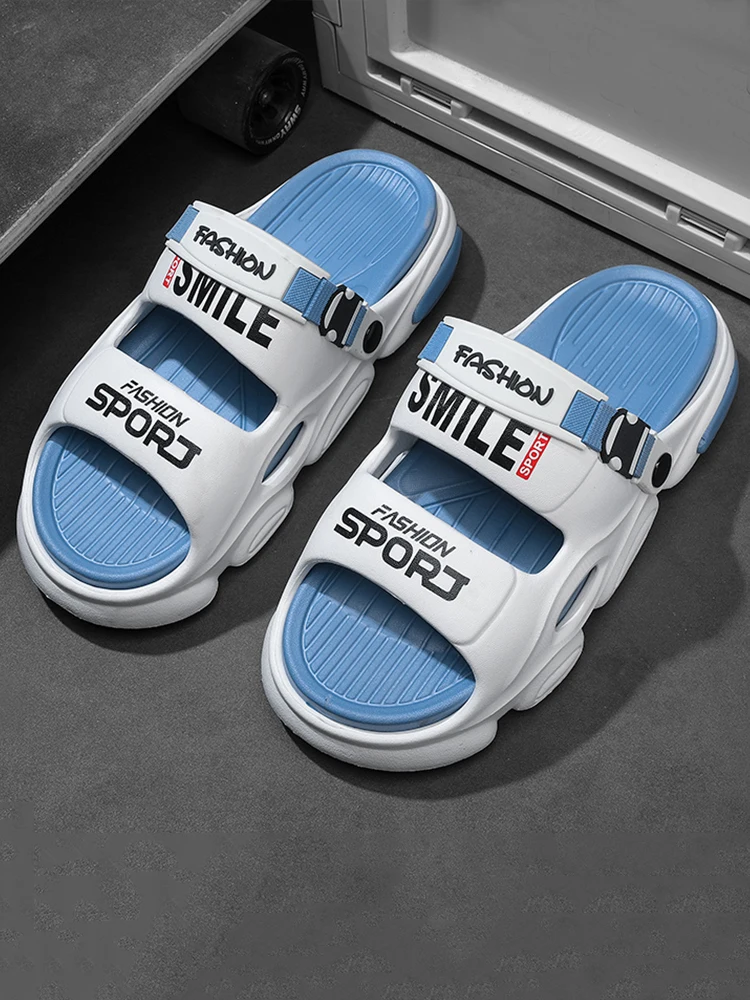 Men's summer slippers-made of breathable EVA material, equipped with adjustable buckle strap and non slip sole, suitable for b