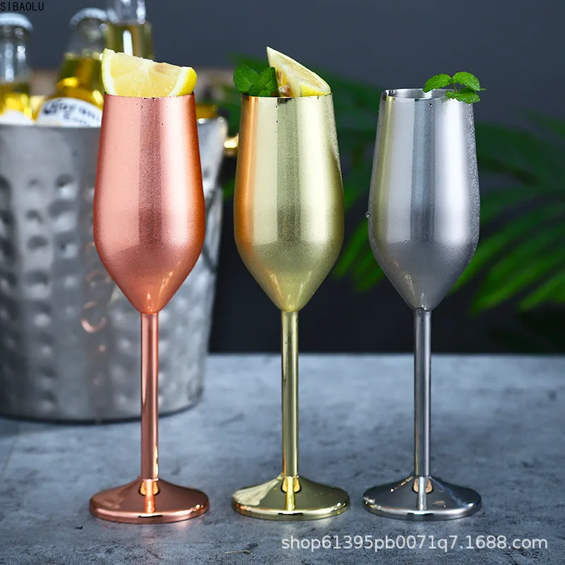 

Stainless Steel Champagne Cup Wine Glass Cocktail Glass Creative Metal Wine Glass Bar Restaurant Goblet Rose Gold