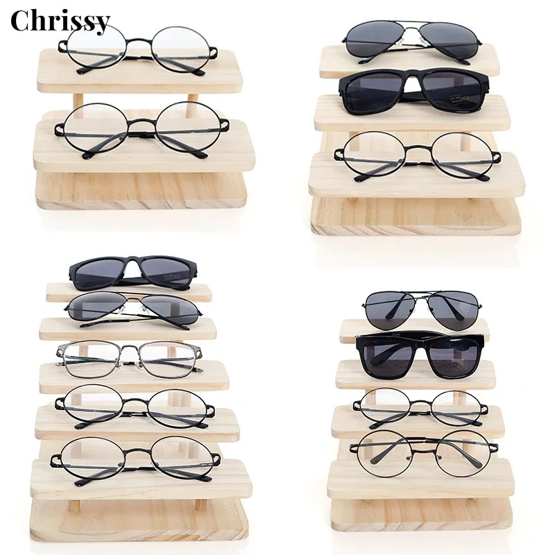 Bamboo Sunglasses Stand Glasses Display Jewelry Holder Bracelet Watches Show Product 1-5 Layers natural assembleable wooden sunglasses holder stand organizer glasses display jewelry bracelet watches show product 1to 5layers