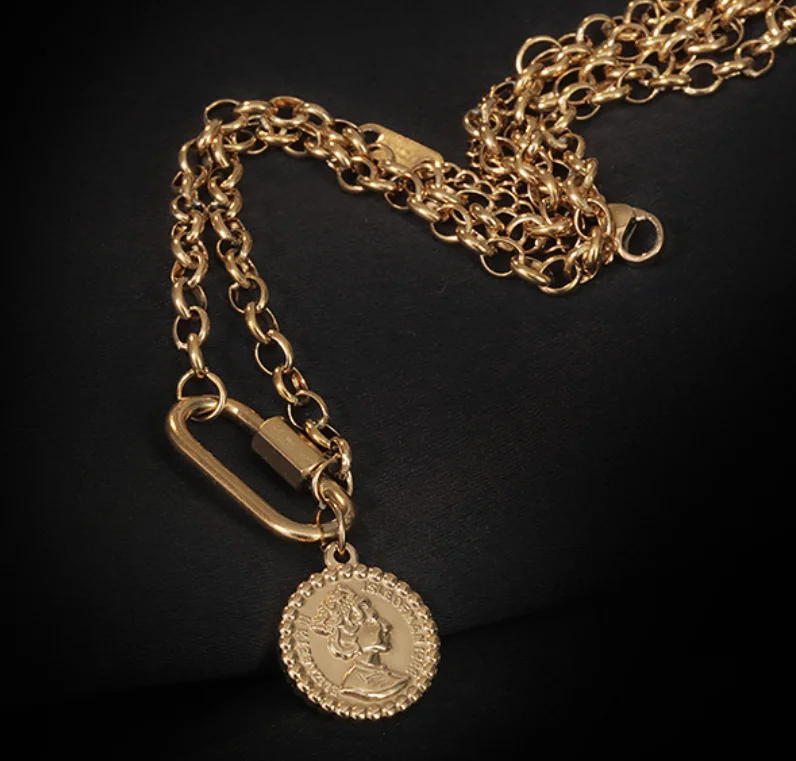 Simple necklaces vintage Coin Pendant Chain titanium steel necklace for women fashion jewelry