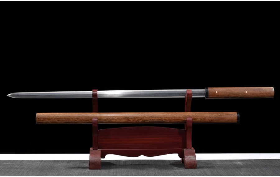 Description Picture 5 of itemChinese Battle Sword Shirasaya Folded Steel Blade Sharp Ready for Training Handmade Real Swords-Rose Wood Saya Katana