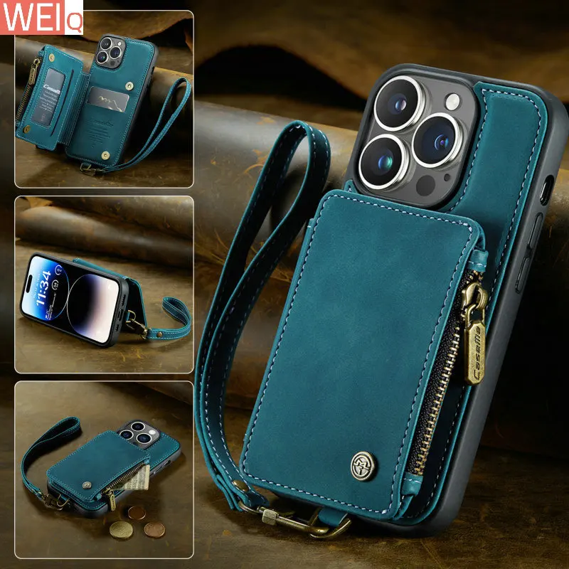 

Ретро-чехол CaseMe для iPhone 12, 11 Pro, Xs Max, с отделениями для карт, кошелек, чехол для телефона iPhone 13, 7, 8 Plus, 11 Pro, задняя крышка с подставкой
